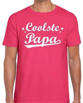 Bellatio Decorations Coolste papa cadeau t-shirt roze voor heren XL