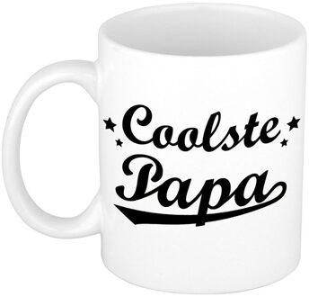 Bellatio Decorations Coolste papa mok / beker voor Vaderdag 300 ml - feest mokken Wit