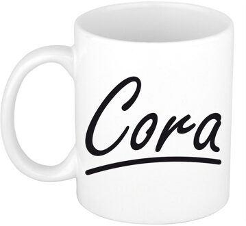 Bellatio Decorations Cora Naam koffiemok - beker - met sierlijke letters - wit - 300 ml - Cadeau - Dames