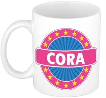 Bellatio Decorations Cora voornaam koffiemok - beker - wit/roze - 300 ml - Cadeau - Dames - Collega - Moederdag Multi