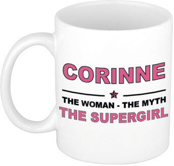 Bellatio Decorations Corinne cadeau mok - Woman Myth Supergirl - naam koffiemok - 300 ml - collega - moederdag Oudroze
