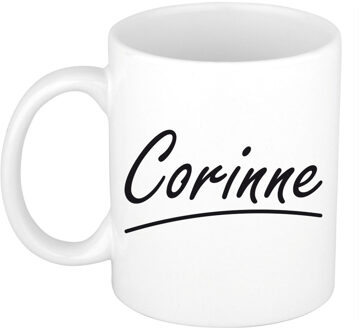 Bellatio Decorations Corinne Naam koffiemok - beker - met sierlijke letters - wit - 300 ml - Cadeau - Dames