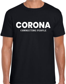 Bellatio Decorations Corona connecting people bier / drank fun t-shirt zwart voor heren L