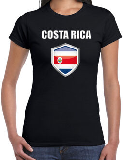 Bellatio Decorations Costa Rica landen supporter t-shirt met Costa Ricaanse vlag schild zwart dames