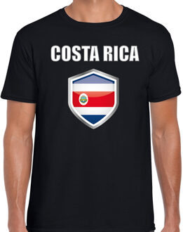 Bellatio Decorations Costa Rica landen supporter t-shirt met Costa Ricaanse vlag schild zwart heren