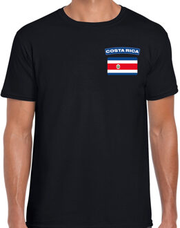Bellatio Decorations Costa Rica thema t-shirt - met vlag op borst - zwart - voor heren - landen shirt - supporters S