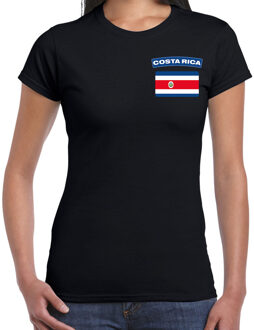 Bellatio Decorations Costarica landen shirt met vlag zwart voor dames - borst bedrukking 2XL