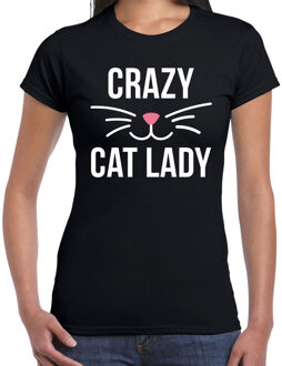 Bellatio Decorations Crazy cat lady kattenvrouw kat t-shirt zwart voor dames L