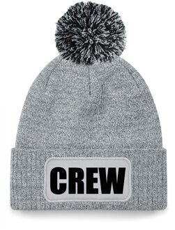 Bellatio Decorations Crew muts/beanie met pompon - onesize - unisex - grijs