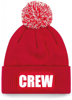 Bellatio Decorations Crew muts/beanie met pompon - onesize - unisex - rood - One size