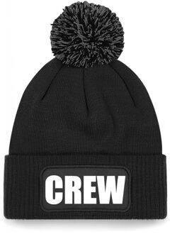 Bellatio Decorations Crew muts/beanie met pompon - onesize - unisex - zwart - One size
