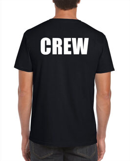 Bellatio Decorations Crew t-shirt zwart voor heren - voor personeel / medewerkers - bedrukking aan voor- en achterkant - personeel shirt S