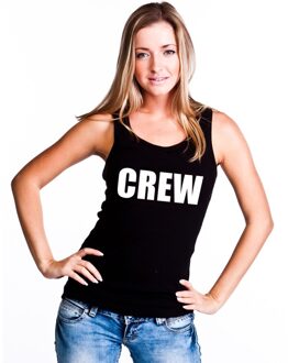Bellatio Decorations Crew tekst singlet shirt/ tanktop zwart dames