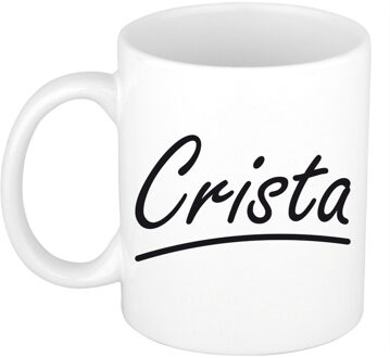 Bellatio Decorations Crista voornaam kado beker / mok sierlijke letters - gepersonaliseerde mok met naam - Naam mokken Multikleur