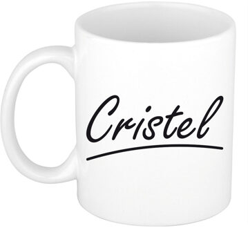 Bellatio Decorations Cristel Naam koffiemok - beker - met sierlijke letters - wit - 300 ml - Cadeau - Dames