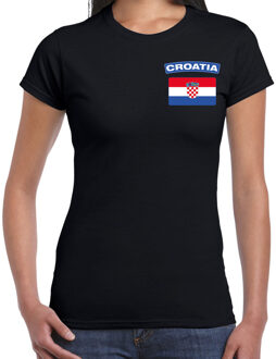 Bellatio Decorations Croatia / Kroatie landen shirt met vlag zwart voor dames - borst bedrukking 2XL