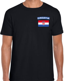 Bellatio Decorations Croatia / Kroatie landen shirt met vlag zwart voor heren - borst bedrukking L