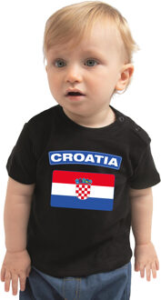 Bellatio Decorations Croatia / Kroatie landen shirtje met vlag zwart voor babys 62 (1-3 maanden)