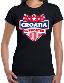 Bellatio Decorations Croatia supporter schild t-shirt zwart voor dames - Kroatie landen t-shirt / kleding - EK / WK / Olympische spelen outfit 2XL