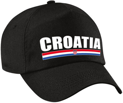 Bellatio Decorations Croatia supporters pet zwart voor dames en heren - Kroatie landen baseball cap - supporter accessoire