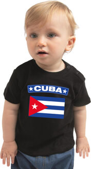 Bellatio Decorations Cuba landen shirtje met vlag zwart voor babys 62 (1-3 maanden)