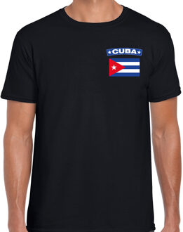Bellatio Decorations Cuba t-shirt met vlag zwart op borst voor heren S