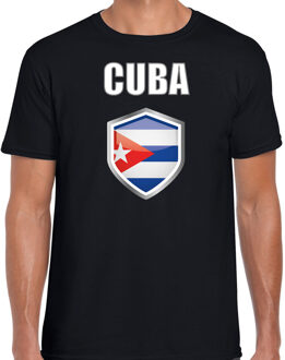 Bellatio Decorations Cuba vlag thema landen t-shirt - zwart - voor heren - Supporters kleding - korte mouwen