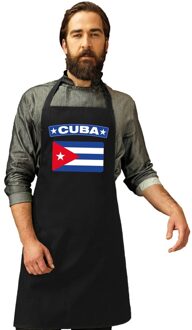 Bellatio Decorations Cubaanse vlag keukenschort/ barbecueschort zwart heren en dames - Cuba schort