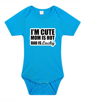 Bellatio Decorations Cute hot lucky cadeau baby rompertje blauw jongens 92 (18-24 maanden)