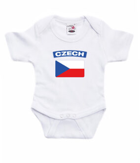 Bellatio Decorations Czech romper met vlag Tsjechie wit voor babys 56 (1-2 maanden)