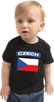 Bellatio Decorations Czech t-shirt met vlag Tsjechie zwart voor babys 74 (5-9 maanden)