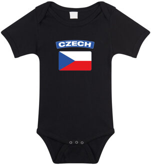 Bellatio Decorations Czech / Tsjechie landen rompertje met vlag zwart voor babys 56 (1-2 maanden)