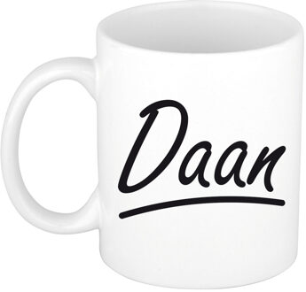 Bellatio Decorations Daan voornaam kado beker / mok sierlijke letters - gepersonaliseerde mok met naam - Naam mokken Multikleur