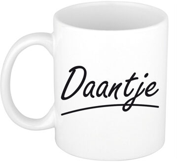 Bellatio Decorations Daantje Naam koffiemok - beker - met sierlijke letters - wit - 300 ml - Cadeau - Dames