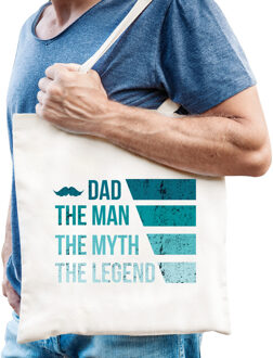 Bellatio Decorations Dad the legend katoenen vader cadeau tasje wit voor heren Zwart