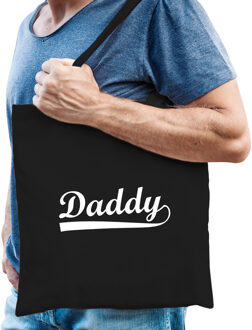 Bellatio Decorations Daddy cadeau katoenen tas zwart voor heren - Cadeau Vaderdag