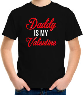 Bellatio Decorations Daddy is my Valentine / Papa is mijn Valentijn cadeau t-shirt zwart voor kinderen L (146-152)