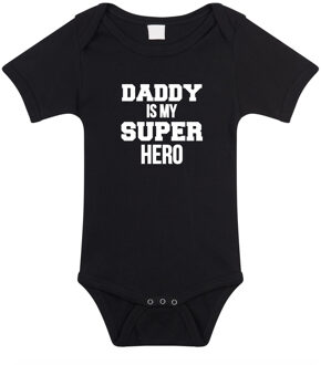 Bellatio Decorations Daddy super hero geboorte cadeau / kraamcadeau romper zwart voor babys 56 (1-2 maanden)