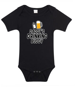 Bellatio Decorations Daddys drinking buddy geboorte cadeau / kraamcadeau romper zwart voor babys 56 (1-2 maanden)