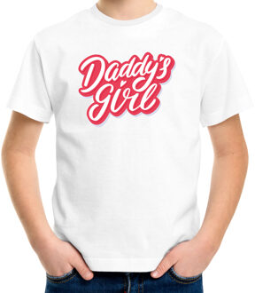 Bellatio Decorations Daddys girl vaderdag cadeau t-shirt wit voor meisjes - Vaderdag / papa kado L (146-152)