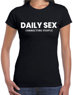 Bellatio Decorations Daily sex connecting people fun t-shirt zwart voor dames 2XL