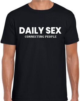 Bellatio Decorations Daily sex connecting people fun tekst t-shirt zwart voor heren 2XL