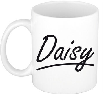 Bellatio Decorations Daisy voornaam kado beker / mok sierlijke letters - gepersonaliseerde mok met naam - Naam mokken Multikleur