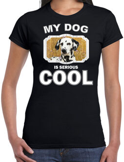 Bellatio Decorations Dalmatier honden t-shirt my dog is serious cool zwart - dames - Dalmatiers liefhebber cadeau shirt 2XL