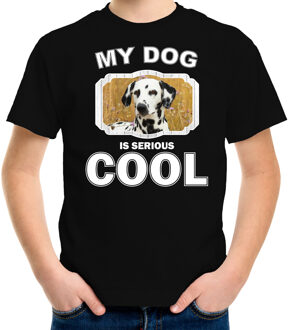 Bellatio Decorations Dalmatier honden t-shirt my dog is serious cool zwart - kinderen - Dalmatiers liefhebber cadeau shirt L (146-152)