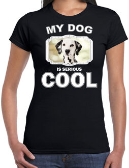 Bellatio Decorations Dalmatiers honden t-shirt my dog is serious cool zwart - dames - Dalmatier liefhebber cadeau shirt 2XL