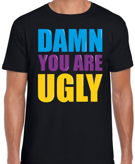 Bellatio Decorations Damn you are ugly fun tekst t-shirt zwart heren