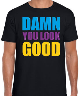 Bellatio Decorations Damn you look good fun tekst t-shirt zwart heren