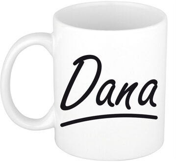 Bellatio Decorations Dana voornaam kado beker / mok sierlijke letters - gepersonaliseerde mok met naam - Naam mokken Multikleur