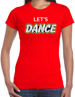 Bellatio Decorations Dance party t-shirt / shirt lets dance - rood - voor dames - dance / party shirt / feest shirts / disco seventies feest shirts / festival outfit 2XL